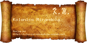 Kolonics Mirandola névjegykártya